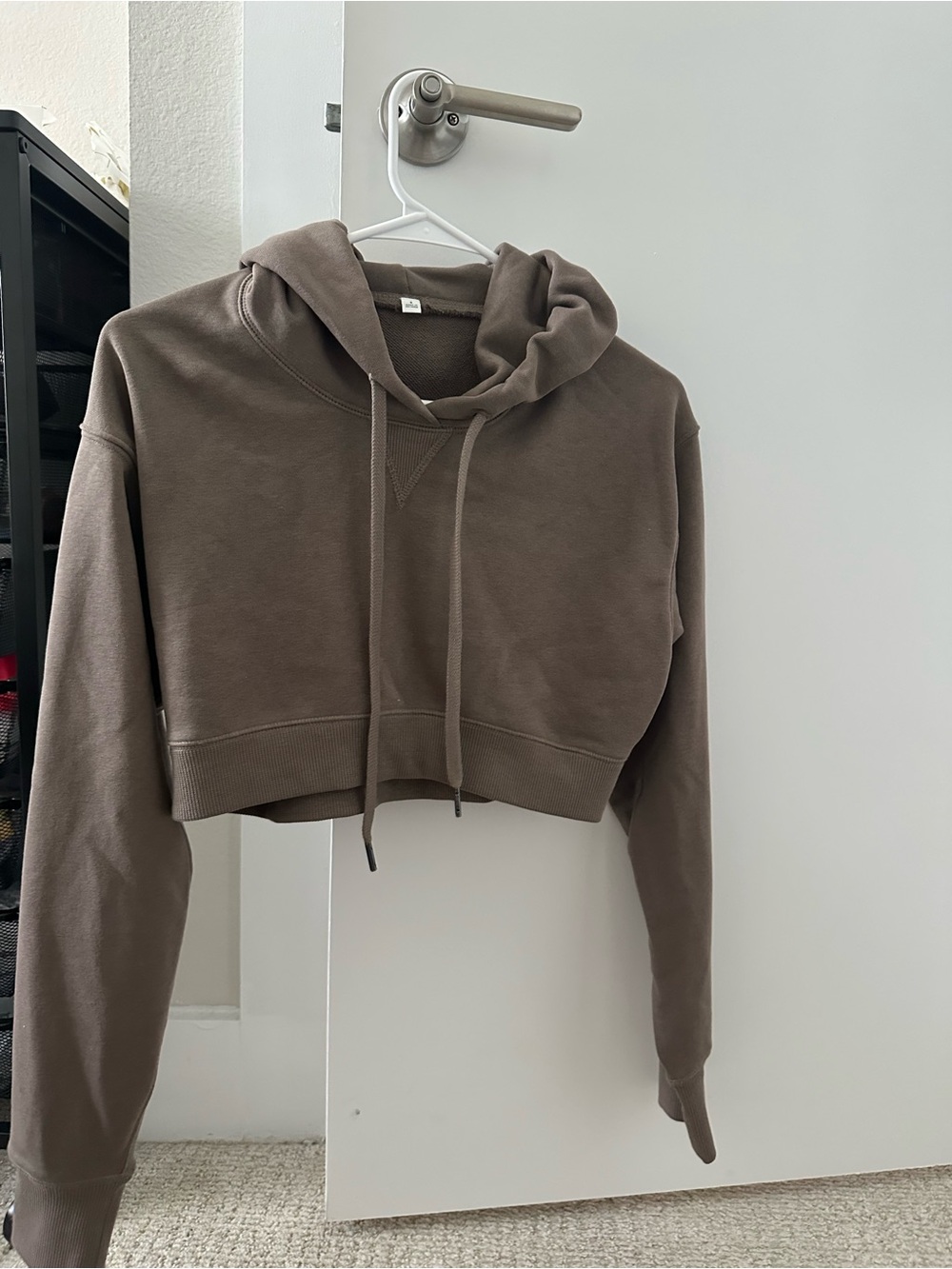 GU Cropped Hoodie for Women - Taupe Cropped Sweatshirt